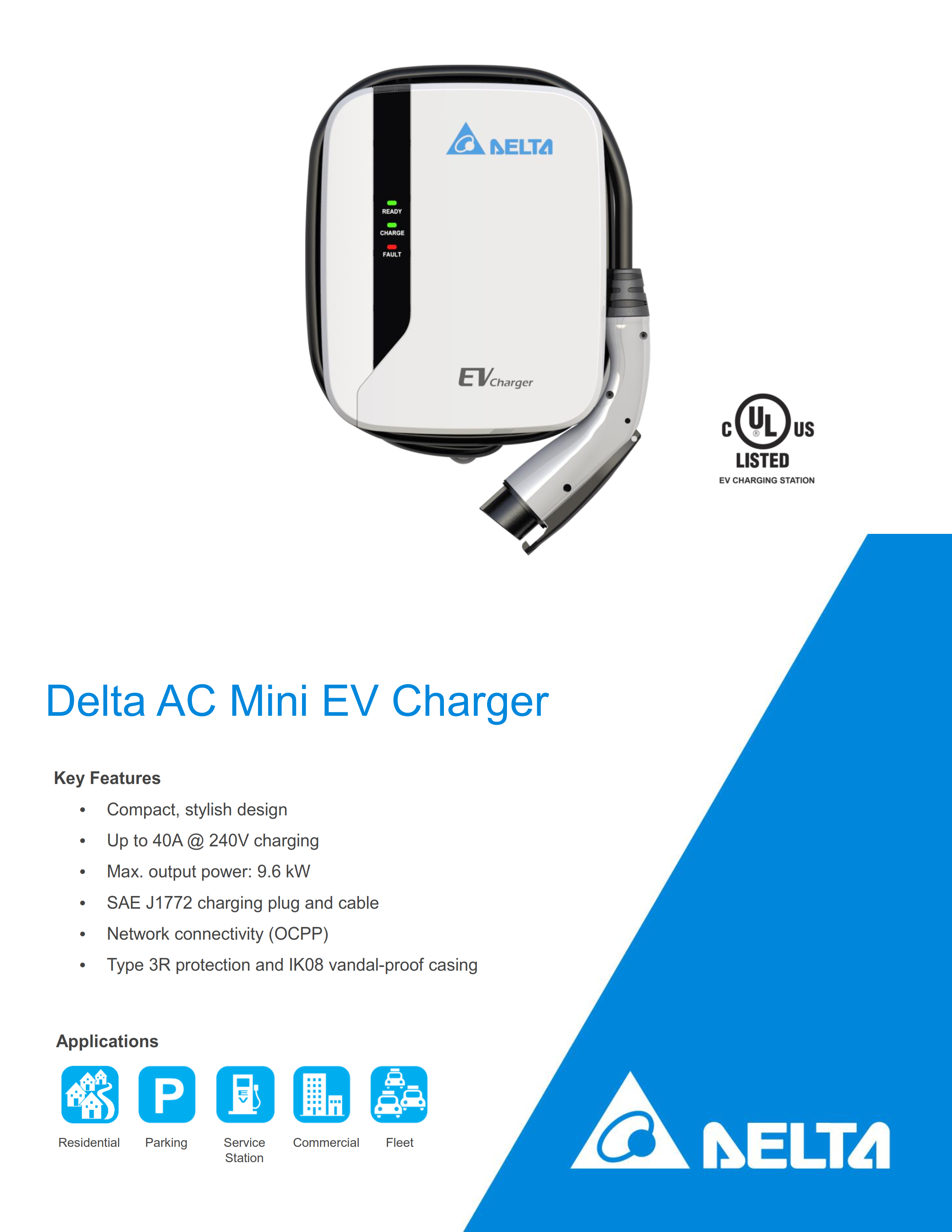 Delta EV Wallbox Level 3 DC Quick Charger Charging Station