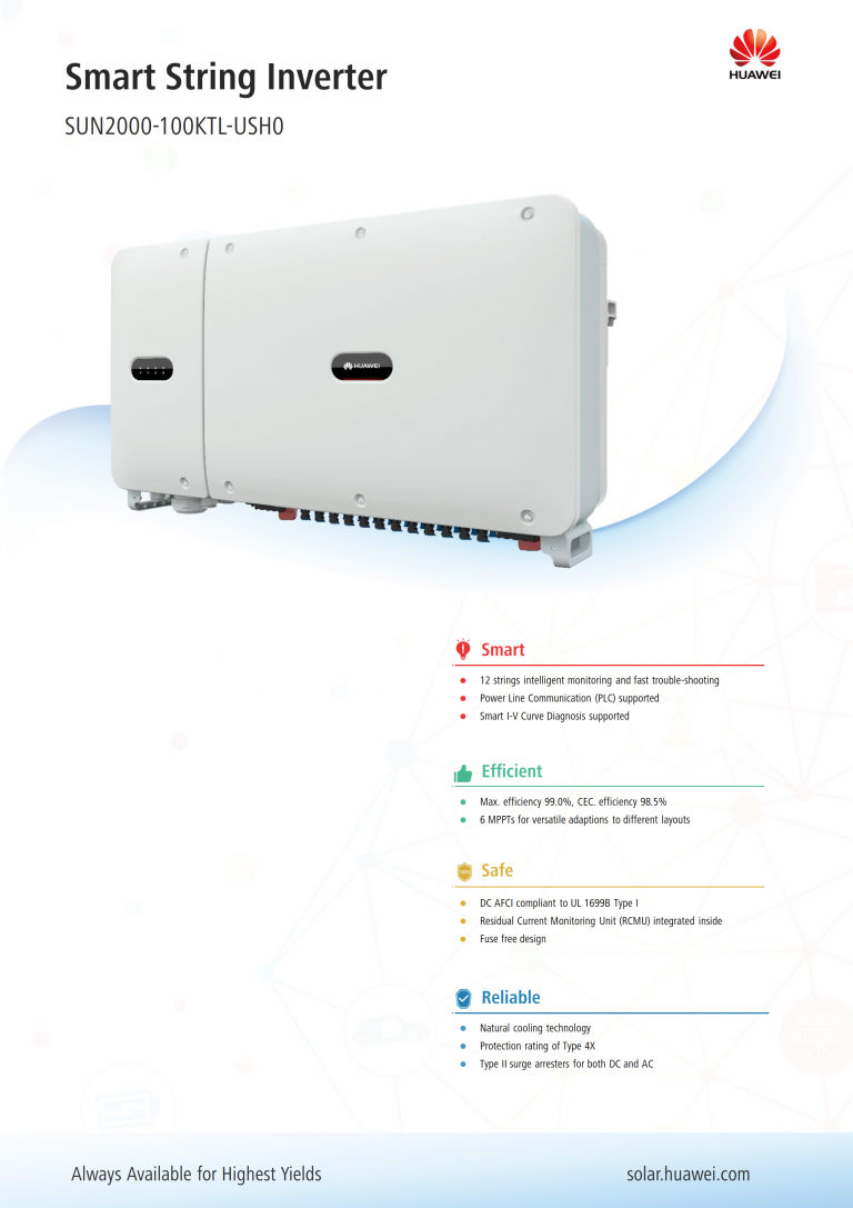 HUAWEI 100KTL 1500V System ACES Atlantic Clean Energy Supply